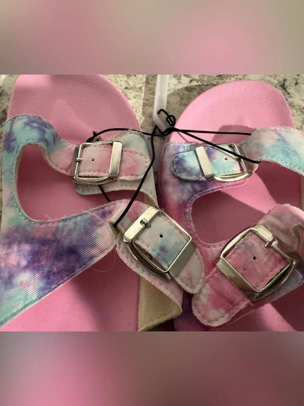 Wave Zone Girls Pink Tie Dye Canvas Double Strap Sandal Size 3/4 NEW